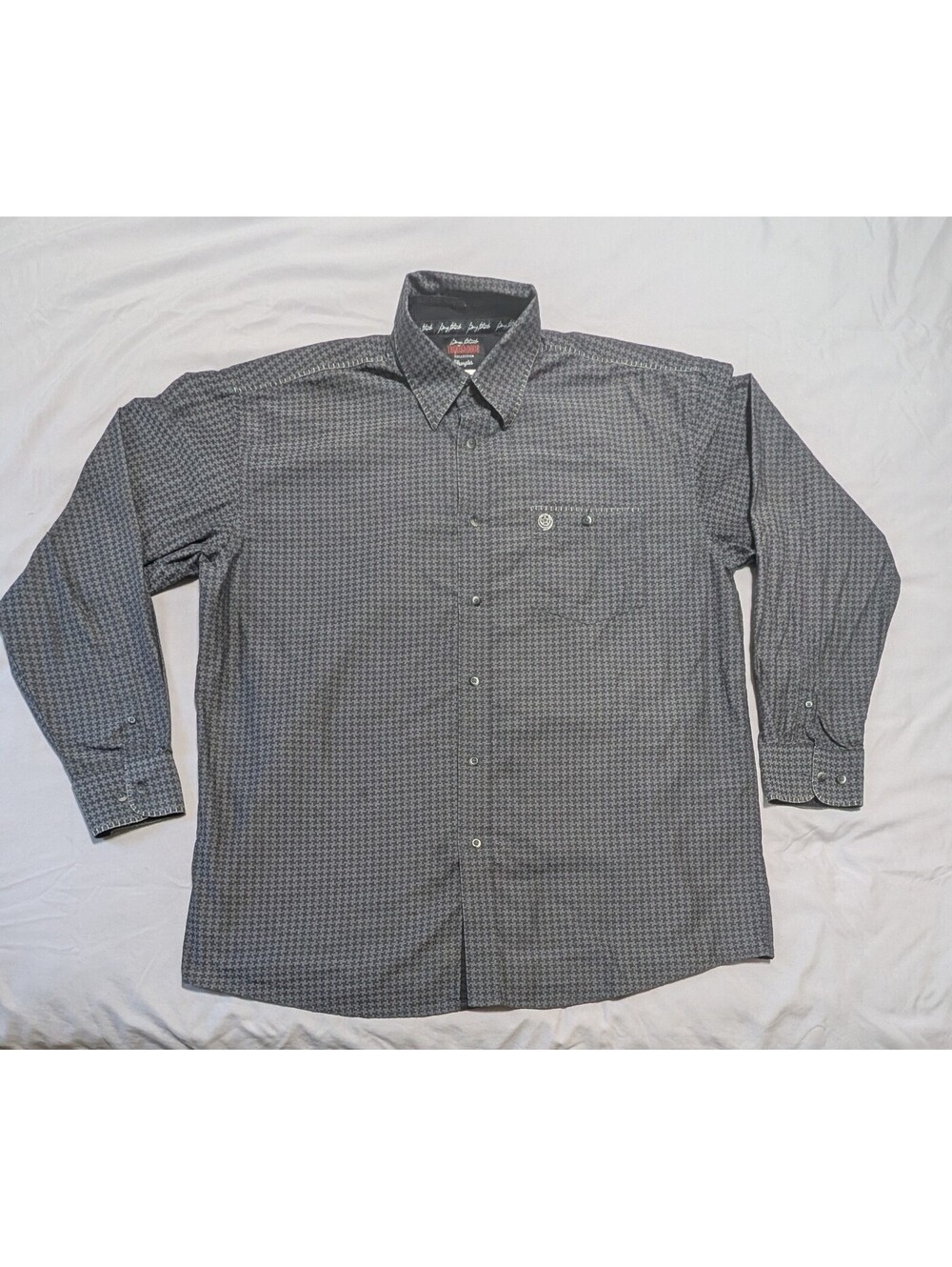 Wrangler George Strait Troubadour Shirt Mens XXL Gray Black Houndstooth
